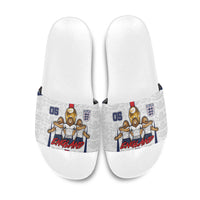 Custom England Football Slide Sandals Three Lions Trophy St George Cross DT05 White - Polynesian Pride