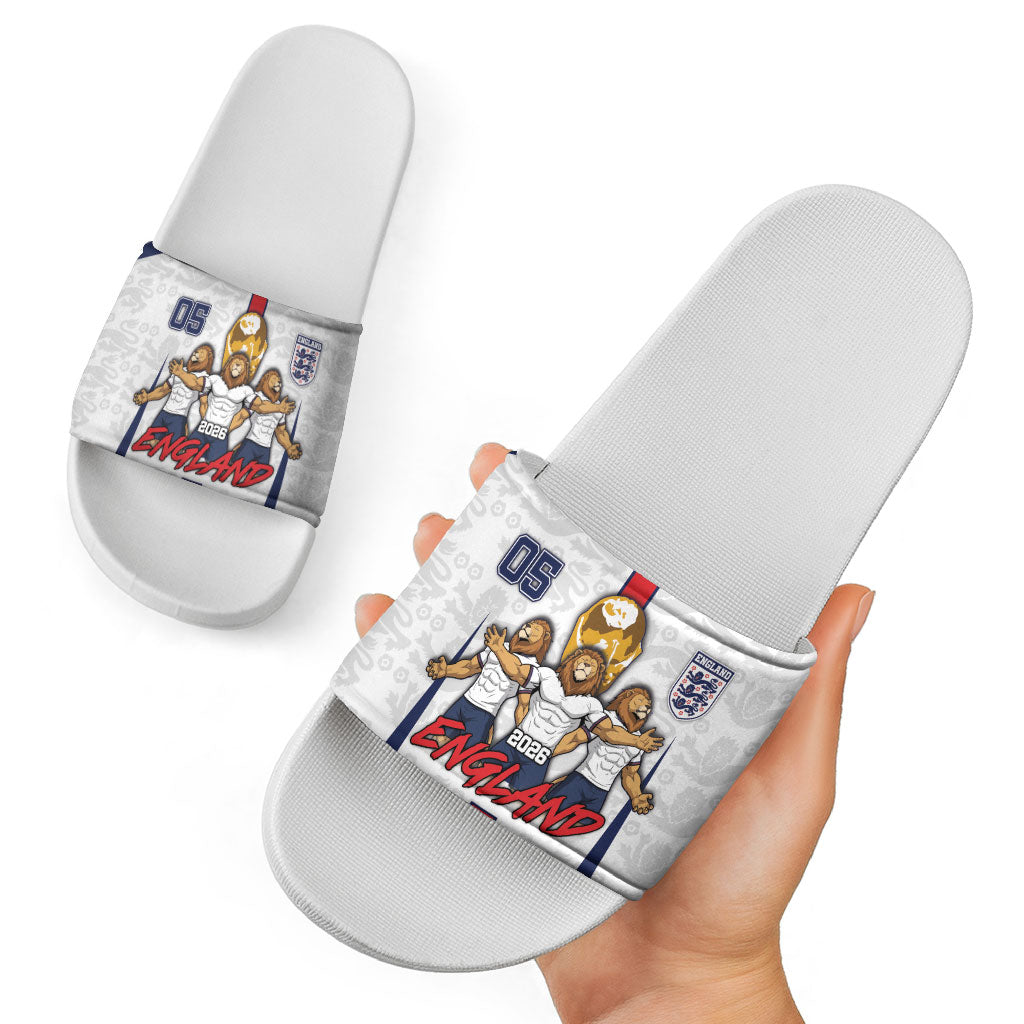 Custom England Football Slide Sandals Three Lions Trophy St George Cross DT05 - Polynesian Pride