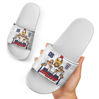 Custom England Football Slide Sandals Three Lions Trophy St George Cross DT05 - Polynesian Pride