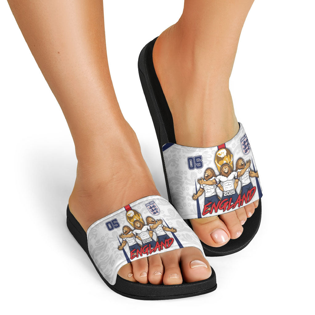 Custom England Football Slide Sandals Three Lions Trophy St George Cross DT05 - Polynesian Pride
