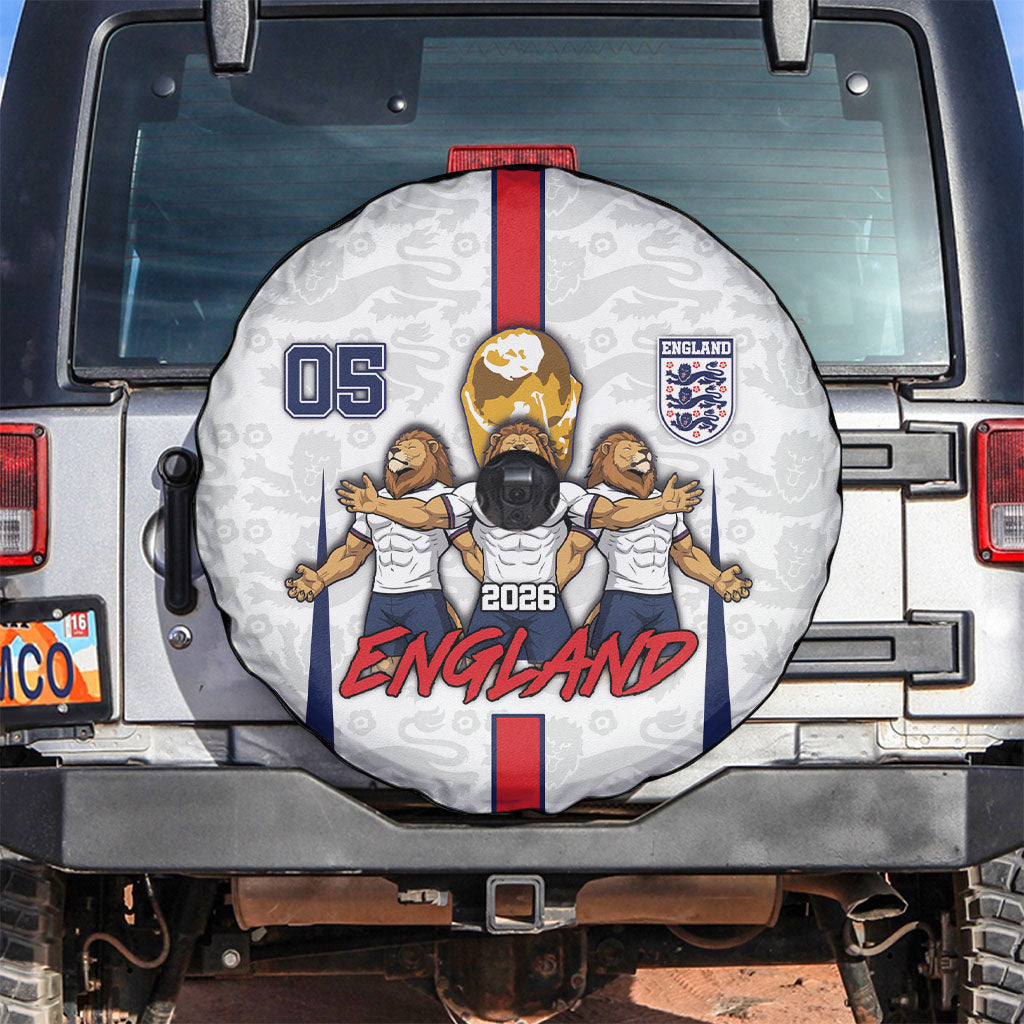Custom England Football Spare Tire Cover Three Lions Trophy St George Cross DT05 White - Polynesian Pride