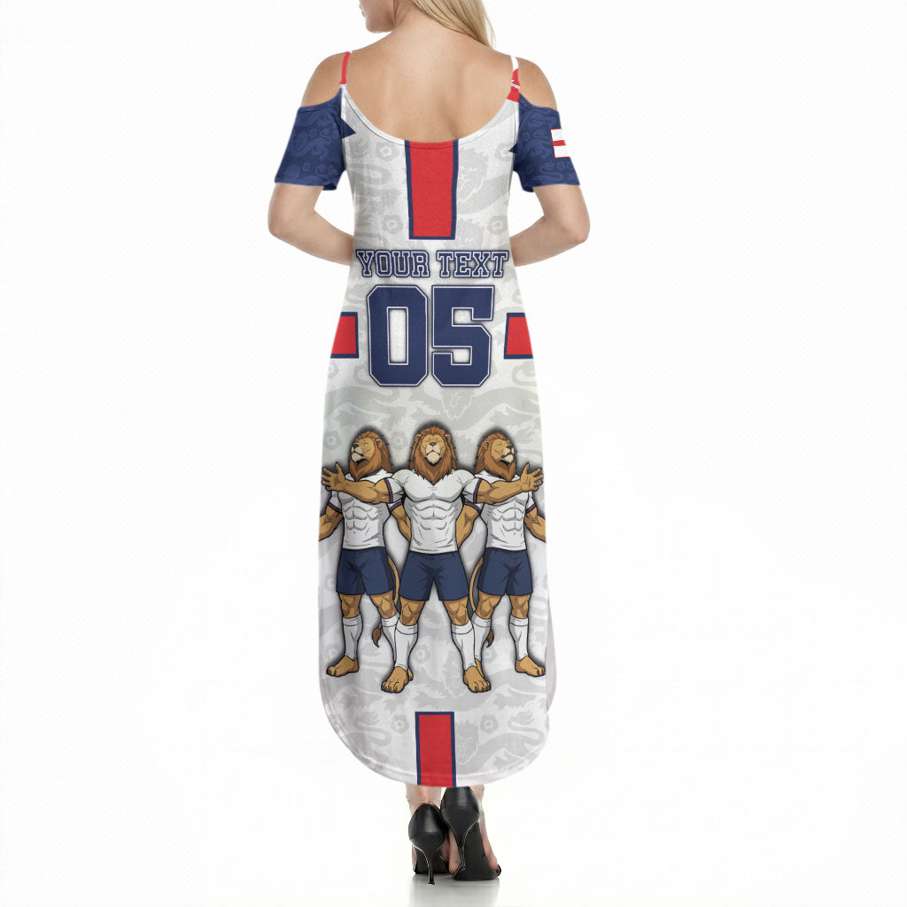 Custom England Football Summer Maxi Dress Three Lions Trophy St George Cross DT05 - Polynesian Pride