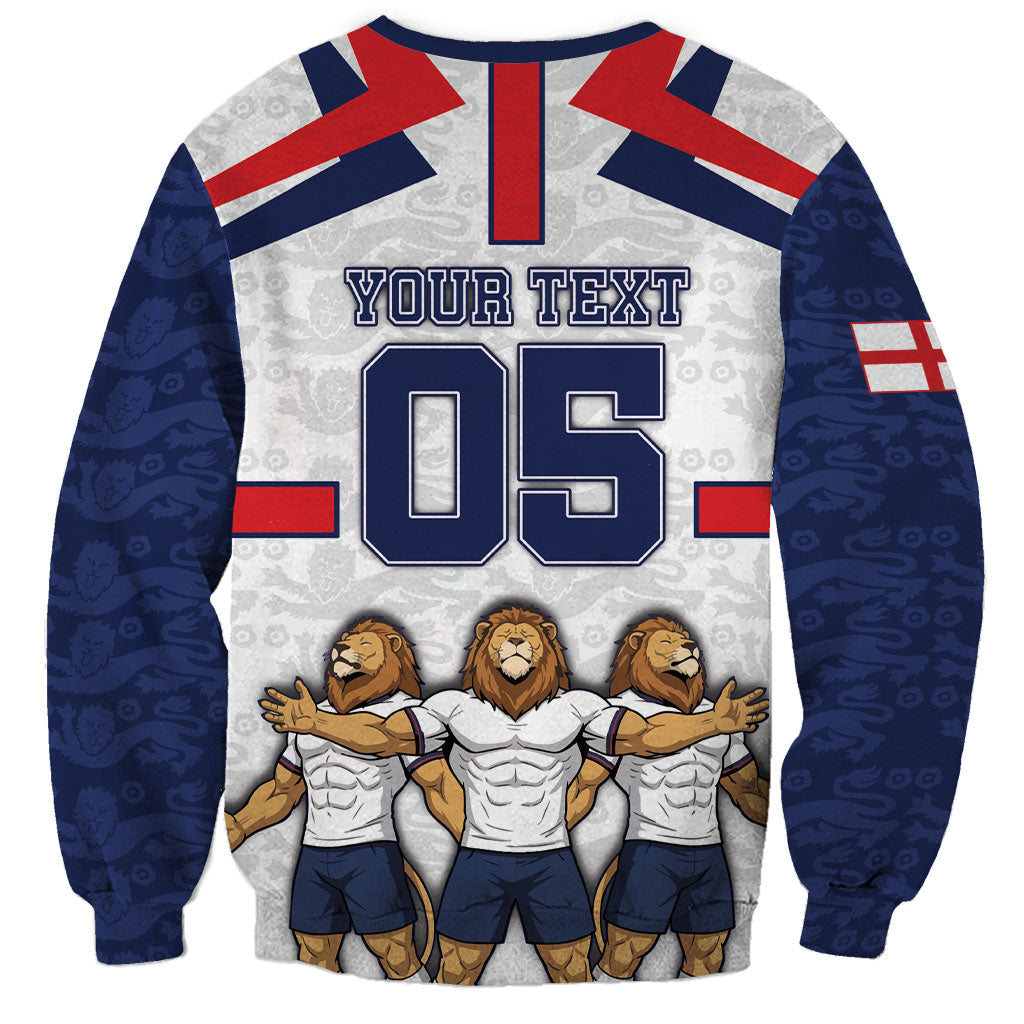 Custom England Football Sweatshirt Three Lions Trophy St George Cross DT05 - Polynesian Pride