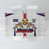 Custom England Football Tablecloth Three Lions Trophy St George Cross DT05 White - Polynesian Pride