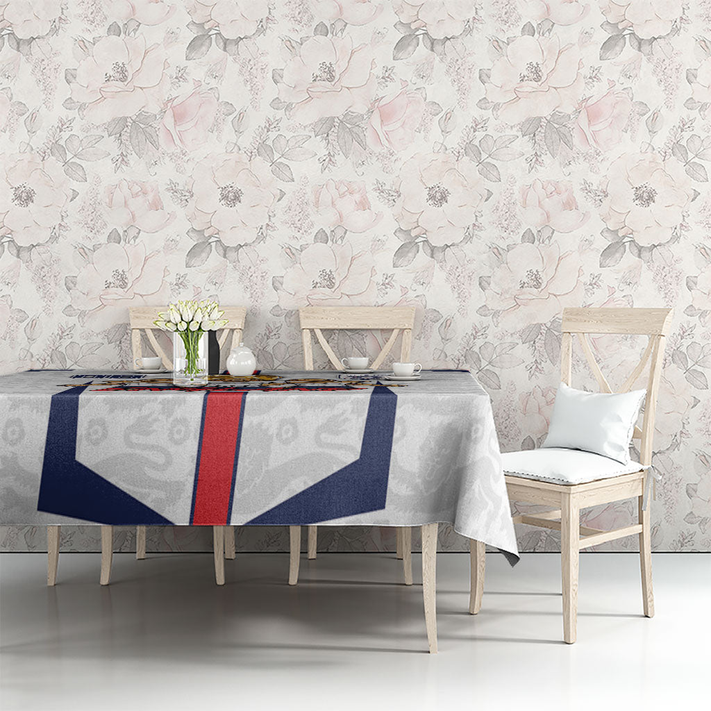 Custom England Football Tablecloth Three Lions Trophy St George Cross DT05 - Polynesian Pride