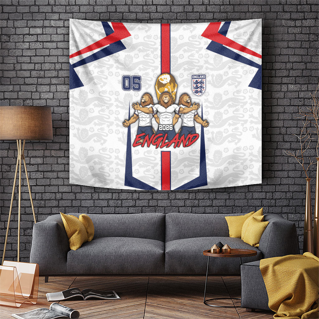 Custom England Football Tapestry Three Lions Trophy St George Cross DT05 White - Polynesian Pride