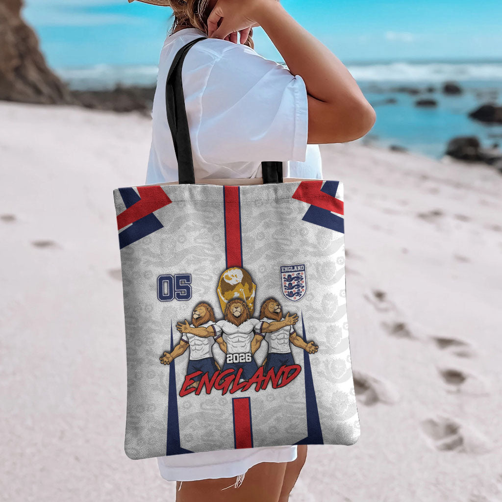 Custom England Football Tote Bag Three Lions Trophy St George Cross DT05 - Polynesian Pride