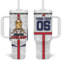 Custom England Football Tumbler With Handle Three Lions Trophy St George Cross DT05 One Size: 40 oz White - Polynesian Pride