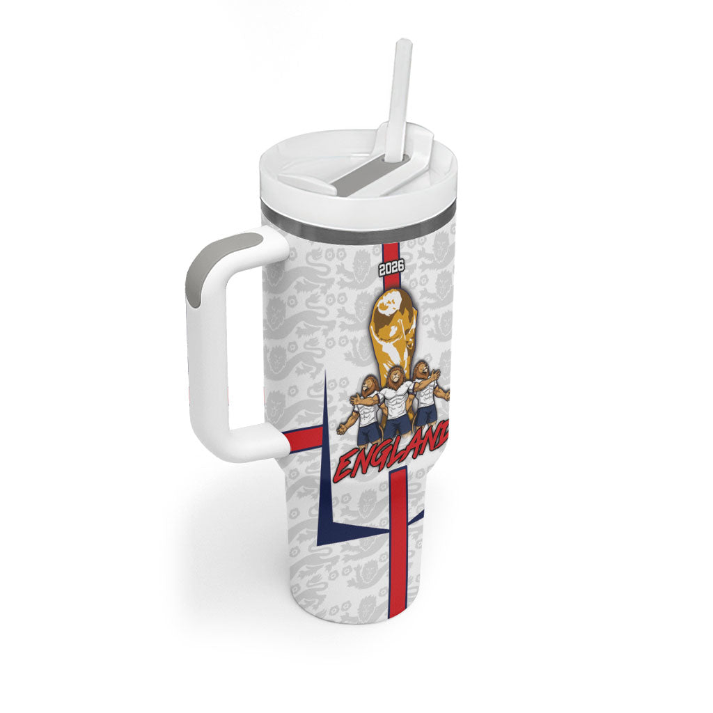 Custom England Football Tumbler With Handle Three Lions Trophy St George Cross DT05 - Polynesian Pride