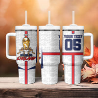 Custom England Football Tumbler With Handle Three Lions Trophy St George Cross DT05 - Polynesian Pride