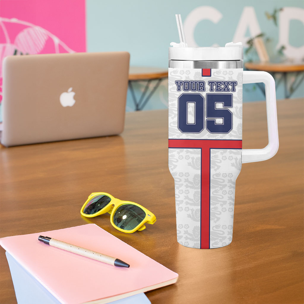 Custom England Football Tumbler With Handle Three Lions Trophy St George Cross DT05 - Polynesian Pride