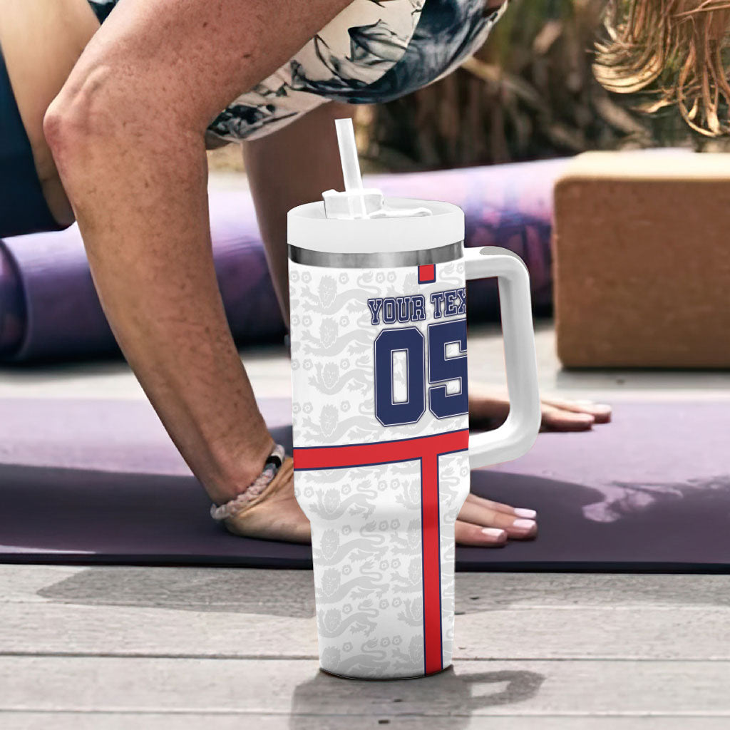 Custom England Football Tumbler With Handle Three Lions Trophy St George Cross DT05 - Polynesian Pride
