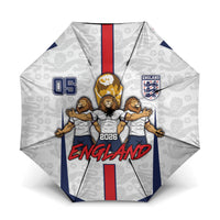 Custom England Football Umbrella Three Lions Trophy St George Cross DT05 One Size Folded 11.42 inch Opened Diameter 37.4 inch White - Polynesian Pride