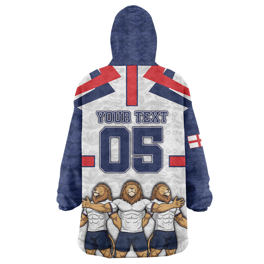 Custom England Football Wearable Blanket Hoodie Three Lions Trophy St George Cross DT05 - Polynesian Pride
