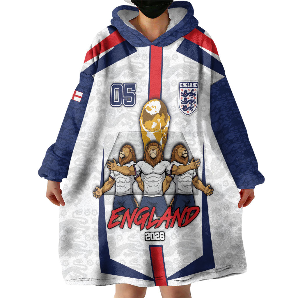 Custom England Football Wearable Blanket Hoodie Three Lions Trophy St George Cross DT05 - Polynesian Pride