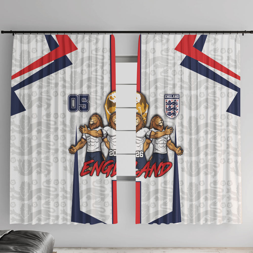 Custom England Football Window Curtain Three Lions Trophy St George Cross DT05 With Hooks White - Polynesian Pride