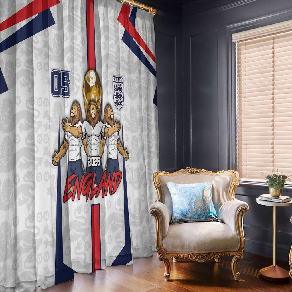 Custom England Football Window Curtain Three Lions Trophy St George Cross DT05 - Polynesian Pride
