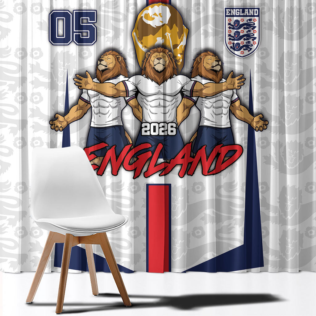Custom England Football Window Curtain Three Lions Trophy St George Cross DT05 - Polynesian Pride