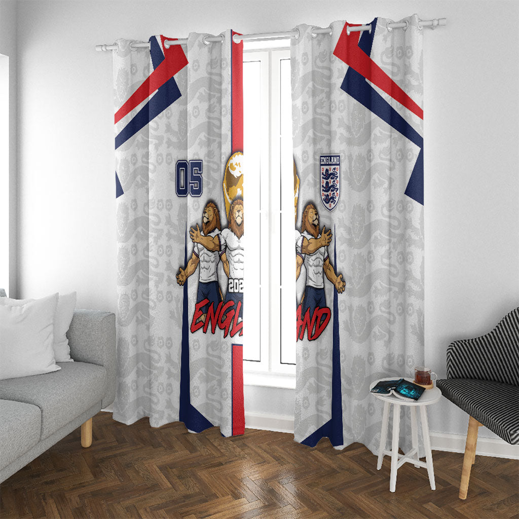 Custom England Football Window Curtain Three Lions Trophy St George Cross DT05 With Grommets White - Polynesian Pride