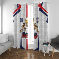 Custom England Football Window Curtain Three Lions Trophy St George Cross DT05 With Grommets White - Polynesian Pride