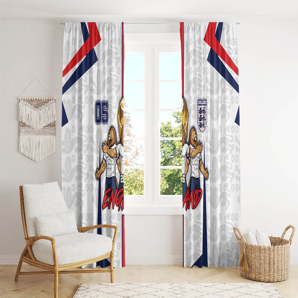 Custom England Football Window Curtain Three Lions Trophy St George Cross DT05 - Polynesian Pride