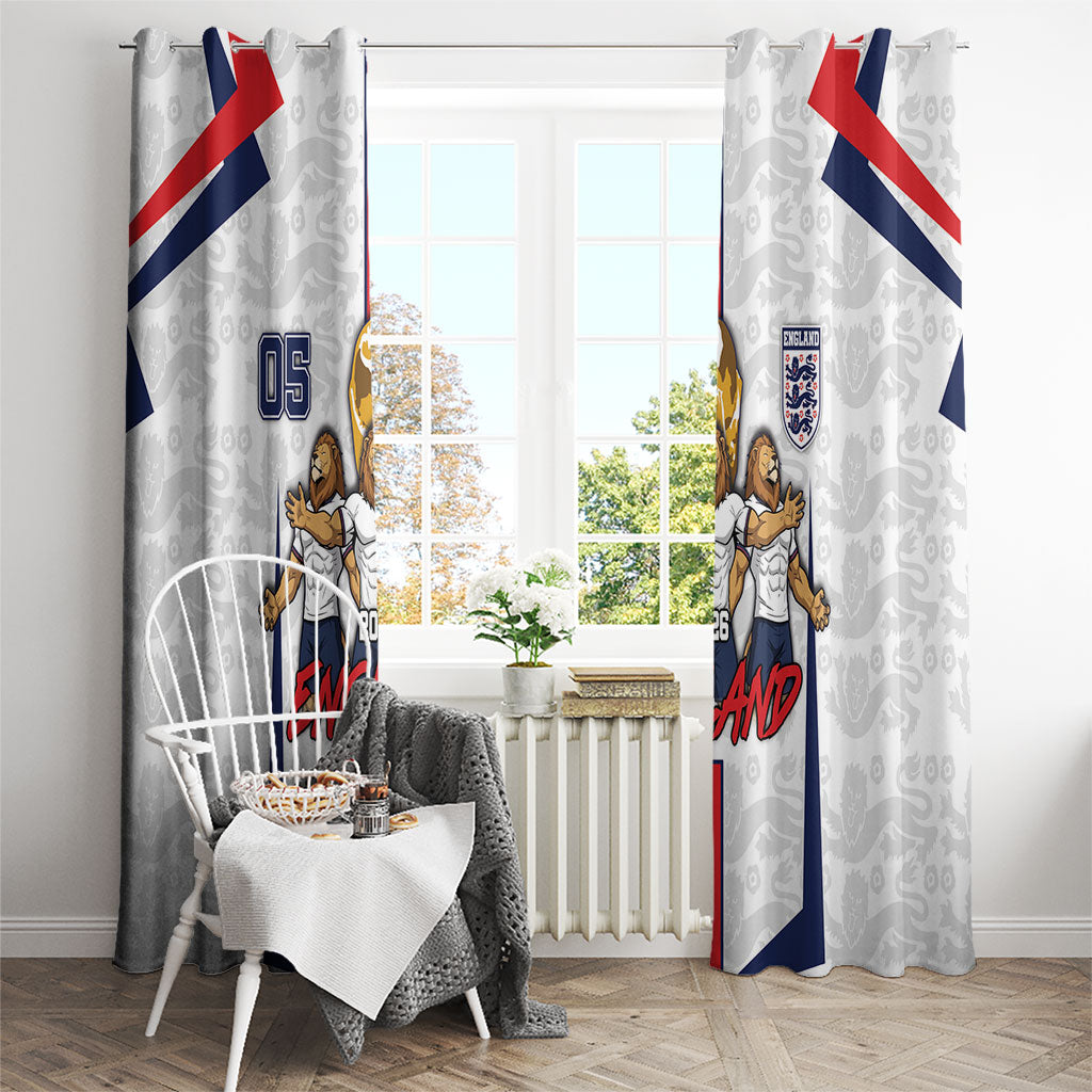 Custom England Football Window Curtain Three Lions Trophy St George Cross DT05 - Polynesian Pride