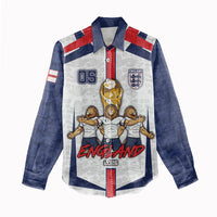 Custom England Football Women Casual Shirt Three Lions Trophy St George Cross DT05 - Polynesian Pride