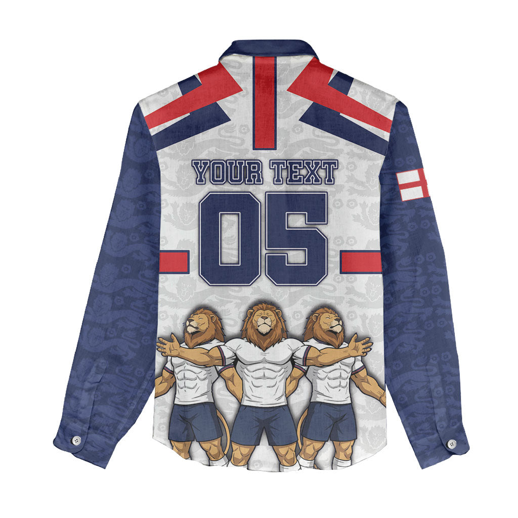Custom England Football Women Casual Shirt Three Lions Trophy St George Cross DT05 - Polynesian Pride