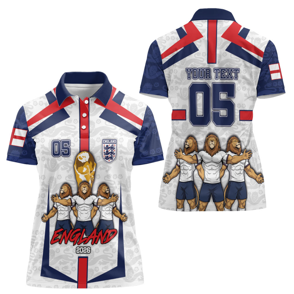 Custom England Football Women Polo Shirt Three Lions Trophy St George Cross DT05 - Polynesian Pride