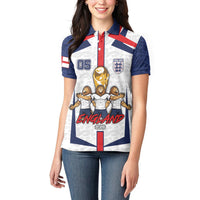 Custom England Football Women Polo Shirt Three Lions Trophy St George Cross DT05 - Polynesian Pride