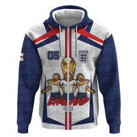 Custom England Football Zip Hoodie Three Lions Trophy St George Cross DT05 Zip Hoodie White - Polynesian Pride