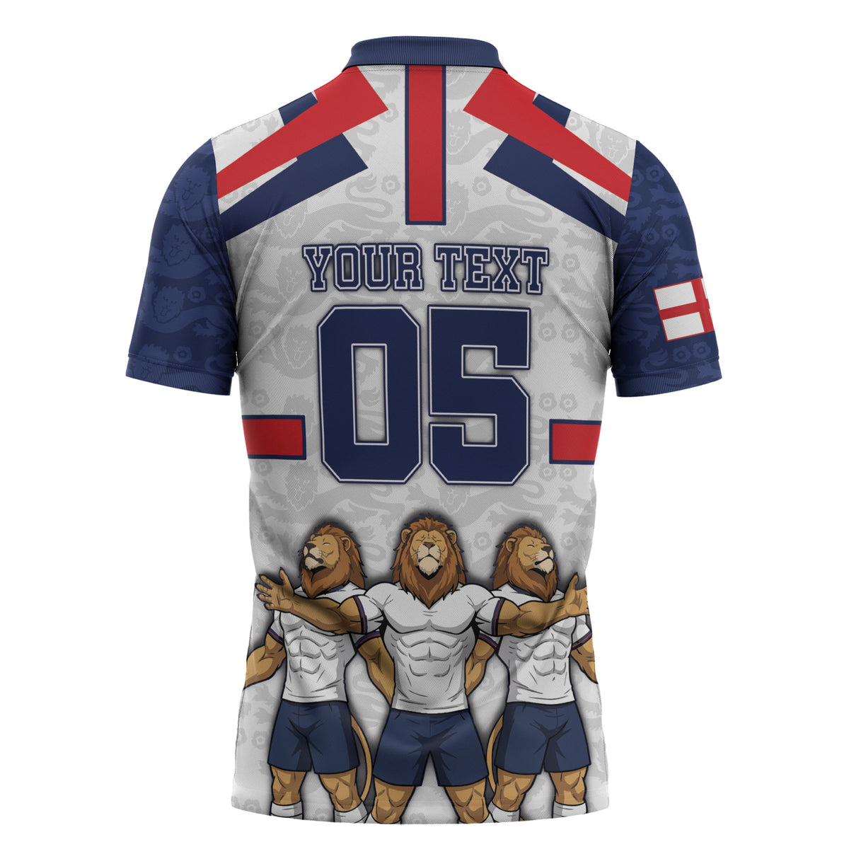 Custom England Football Zipper Polo Shirt Three Lions Trophy St George Cross DT05 - Polynesian Pride