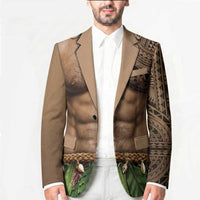 Warrior Muscle Tattoo 3D Funny Graphic Blazer Six Pack Abs Bone Necklace Leaf Skirt DT05 - Polynesian Pride