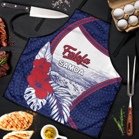 Falefa Samoa Village Apron Valley Polynesian Tribal Hibiscus Floral DT05 Navy - Polynesian Pride