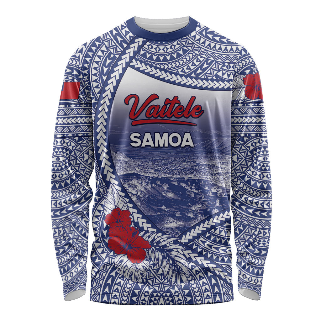 Personalised Vaitele Samoa Village Long Sleeve Shirt Falefa Valley Polynesian Tribal Hibiscus Floral DT05 Unisex White - Polynesian Pride