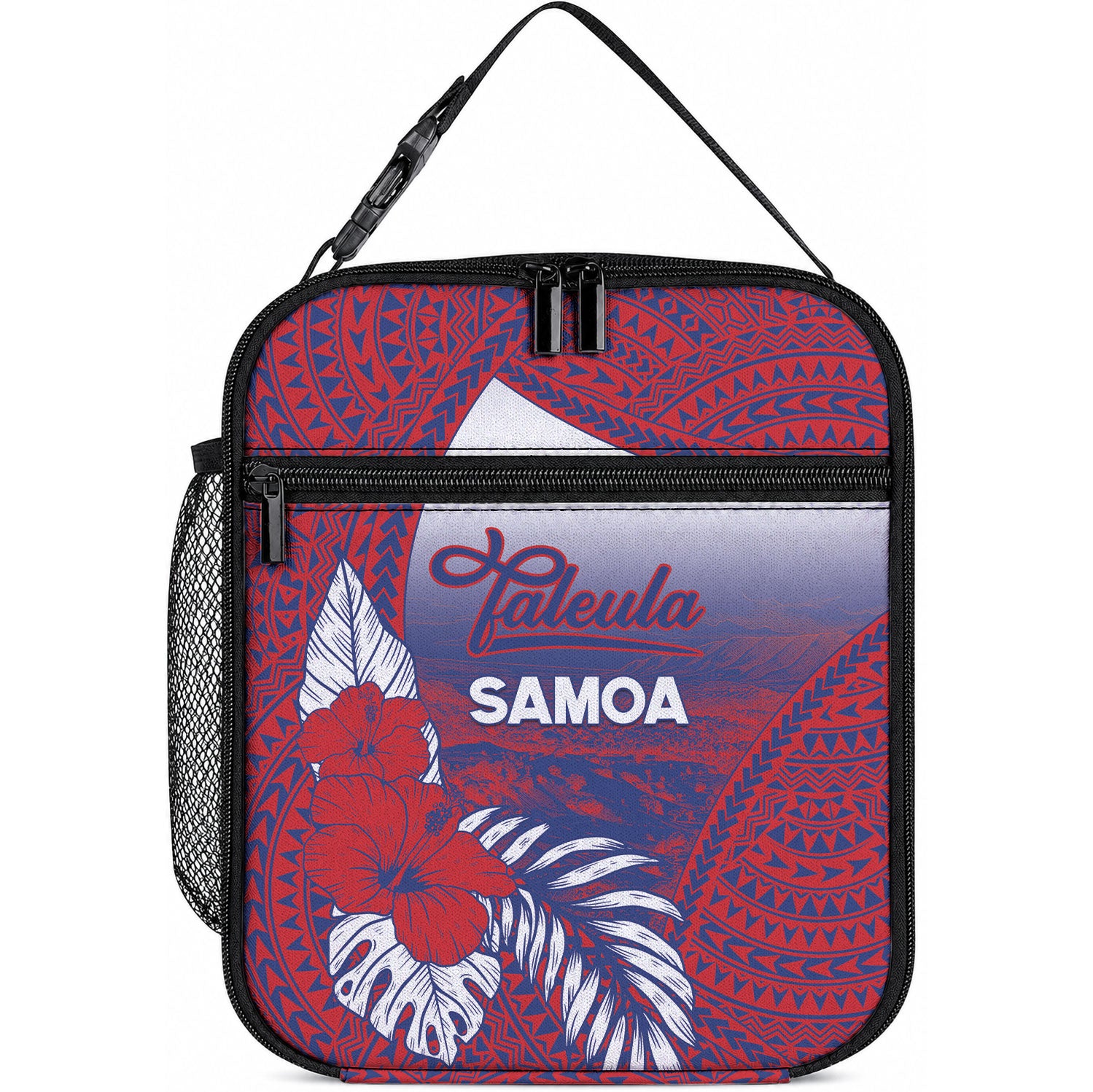Faleula Samoa Village Lunch Bag Falefa Valley Polynesian Tribal Hibiscus Floral