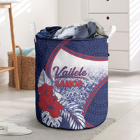 Vailele Samoa Village Laundry Basket Map Polynesian Tribal Hibiscus Floral DT05 Navy - Polynesian Pride