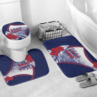 Vailele Samoa Village Bathroom Set Map Polynesian Tribal Hibiscus Floral DT05 Mat Set Only (3 pcs) One Size Navy - Polynesian Pride