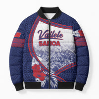 Personalised Vailele Samoa Village Bomber Puffer Jacket Map Polynesian Tribal Hibiscus Floral DT05 Unisex Navy - Polynesian Pride