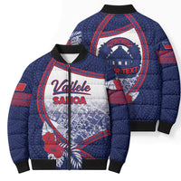 Personalised Vailele Samoa Village Bomber Puffer Jacket Map Polynesian Tribal Hibiscus Floral DT05 - Polynesian Pride