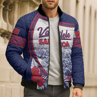 Personalised Vailele Samoa Village Bomber Puffer Jacket Map Polynesian Tribal Hibiscus Floral DT05 - Polynesian Pride