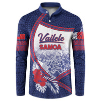 Personalised Vailele Samoa Village Button Sweatshirt Map Polynesian Tribal Hibiscus Floral DT05 Navy - Polynesian Pride