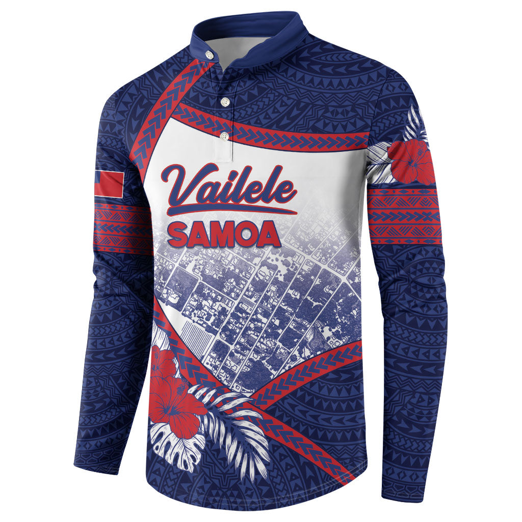 Personalised Vailele Samoa Village Button Sweatshirt Map Polynesian Tribal Hibiscus Floral DT05 - Polynesian Pride