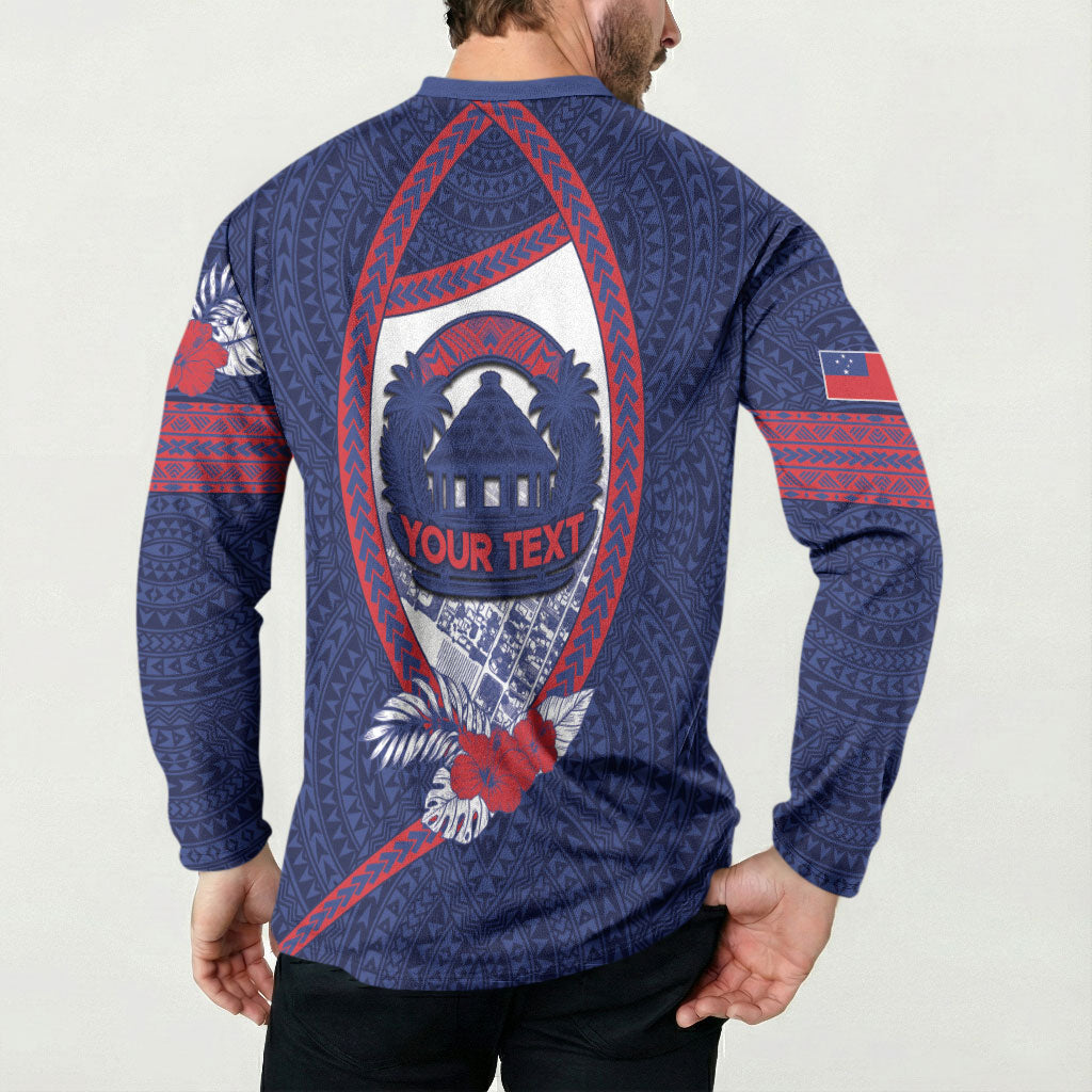 Personalised Vailele Samoa Village Button Sweatshirt Map Polynesian Tribal Hibiscus Floral DT05 - Polynesian Pride