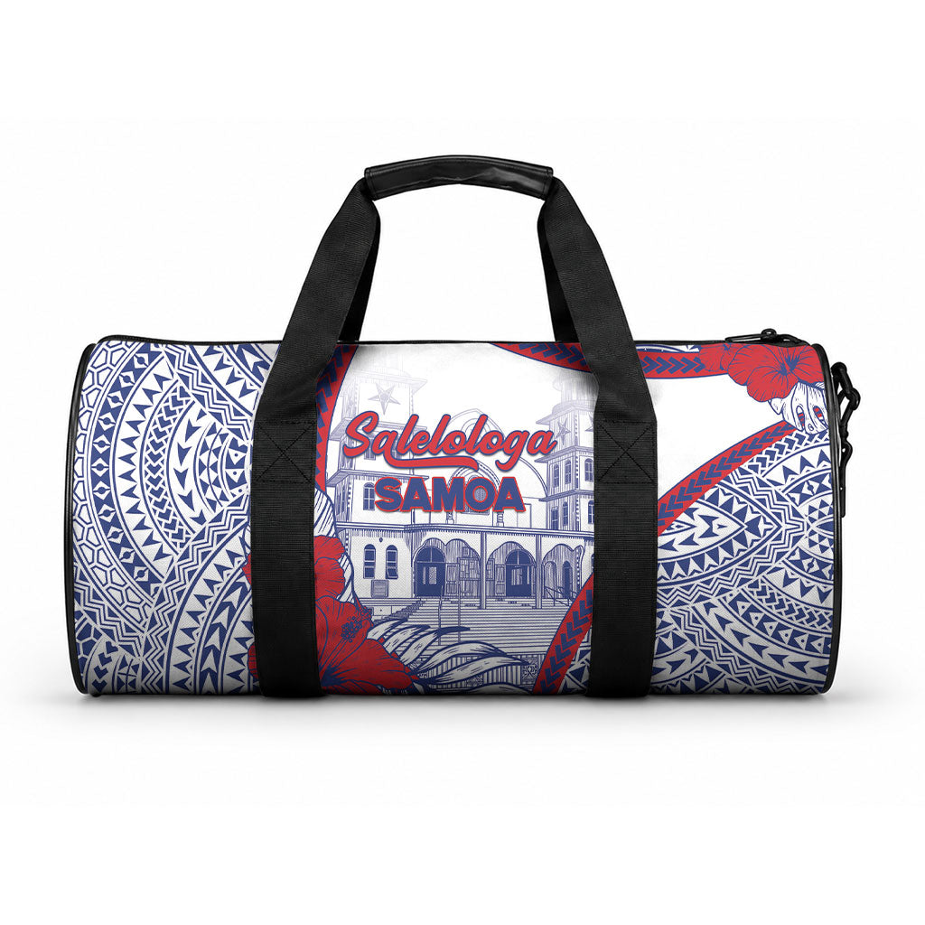 Salelologa Samoa Village Duffle Bag Polynesian Tribal Church Landmark Hibiscus Floral
