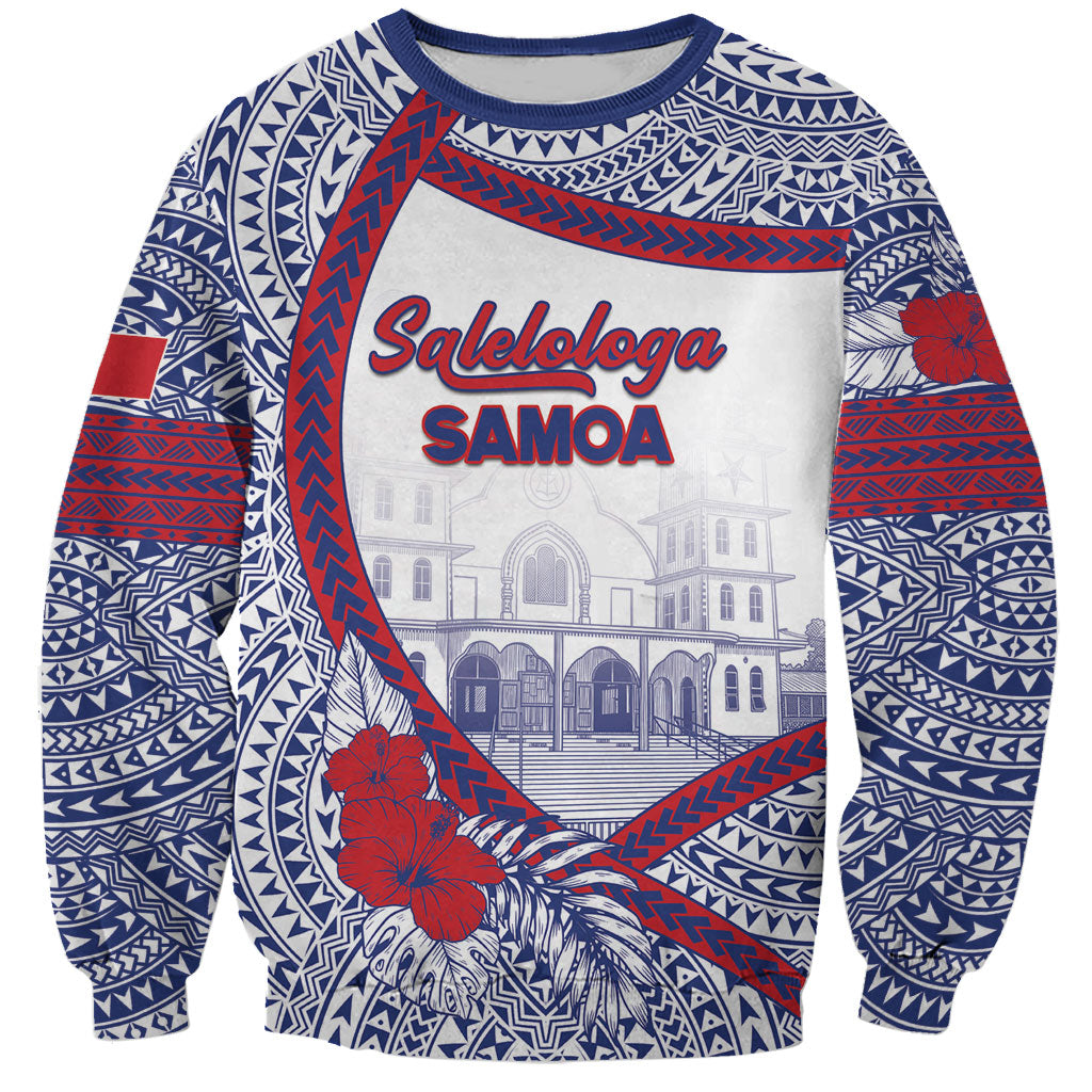 Personalised Salelologa Samoa Village Sweatshirt Polynesian Tribal Church Landmark Hibiscus Floral