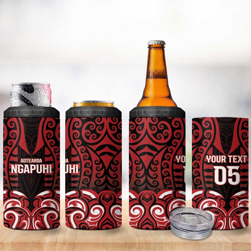Custom Aotearoa Ngapuhi 4 in 1 Can Cooler Tumbler Maori Pattern New Zealand DT05 - Polynesian Pride