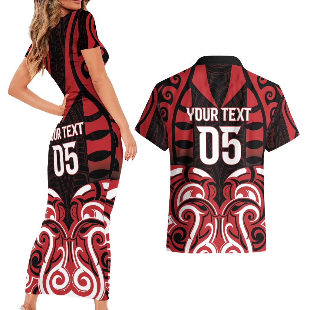 Custom Aotearoa Ngapuhi Couples Matching Short Sleeve Bodycon Dress and Hawaiian Shirt Maori Pattern New Zealand - Polynesian Pride