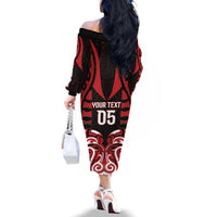 Custom Aotearoa Ngapuhi Family Matching Off The Shoulder Long Sleeve Dress and Hawaiian Shirt Maori Pattern New Zealand - Polynesian Pride