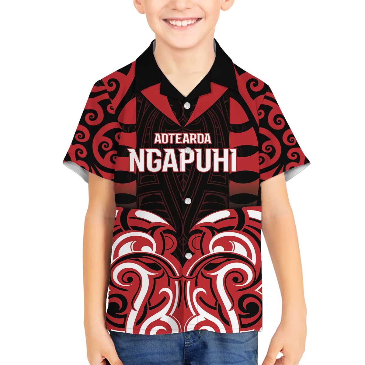 Custom Aotearoa Ngapuhi Family Matching Off The Shoulder Long Sleeve Dress and Hawaiian Shirt Maori Pattern New Zealand - Polynesian Pride
